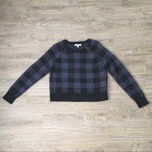 ☀️Banana Republic Plaid Crop Sweater Gold Zipper